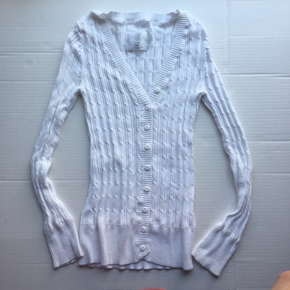 Justice Girls White button up cardigan sweater